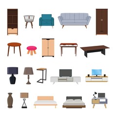 Furniture interior collection set design elements vector illustration