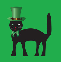 Black Cat in the Leprechaun hat. Poster St. Patrick's Day