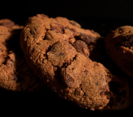 American cookies with chocolate chips - sliding macro shot