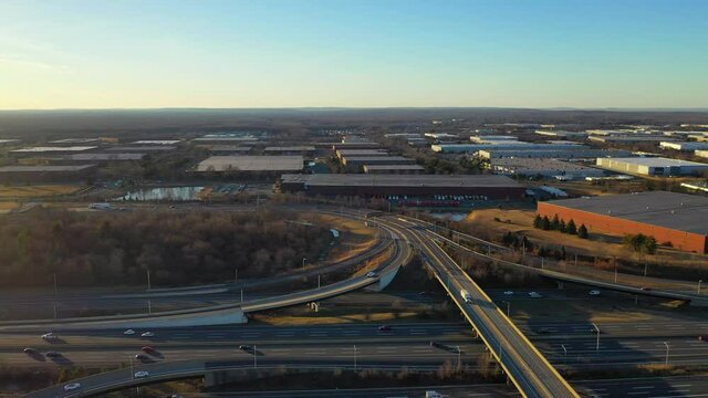 Aerial View of Exit 8A at the New Jersey Turnpike.