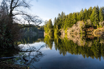 Obraz premium Mercer Lake is a water feature in Oregon and has an elevation of 33 feet