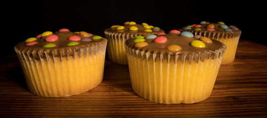Fresh baked cupcakes - sweet and delicious - close up view