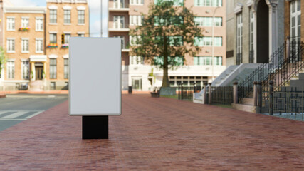 3D Mock up outdoor advertising signboard with stand on street