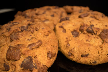 American cookies with chocolate chips - sliding macro shot