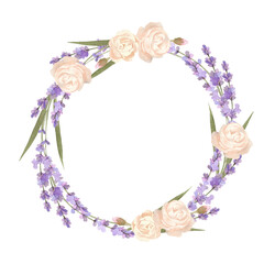 薔薇とラベンダーのリース