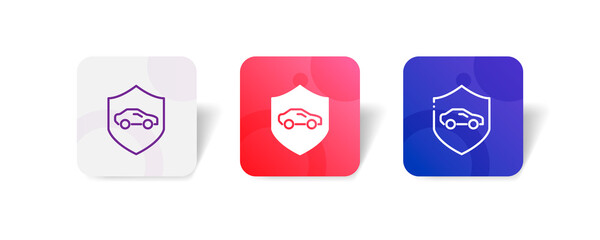 car insurance shield protection pixel perfect icon set bundle in line, solid, glyph, 3d gradient style