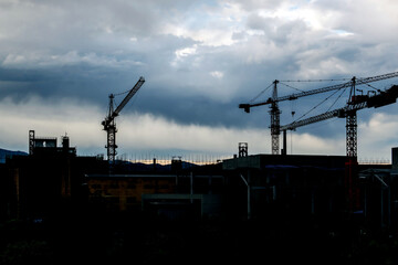 building site with cloudy sky