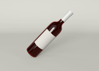 3d Wine bottle on white background