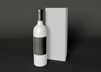 3d Wine bottle on black background