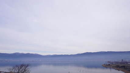 fog over the lake mountain views in Japan