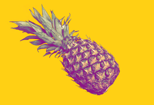 Abstract image of pineapple on yellow background 