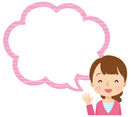 若い女性　ふきだし　口コミ　主婦　母親