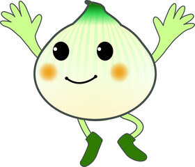 万歳するかわいい新玉ネギのキャラクター