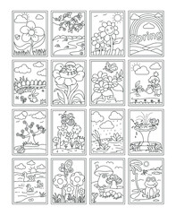 
Pack of Nature Coloring Pages Vectors 

