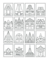 Temples Colouring Page Vector Designs
