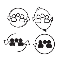 hand drawn Personnel change sign. People in round cycle symbol. Human resource concept illustration. isolated