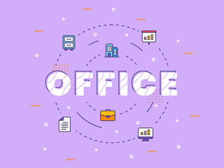 Obraz premium office typography calligraphy word art with filled color style