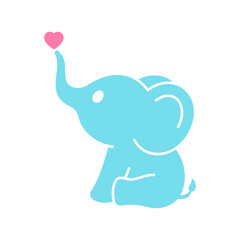 Vector Baby Elephant and Heart Illustration
