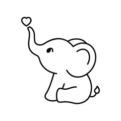 Vector Baby Elephant and Heart Illustration