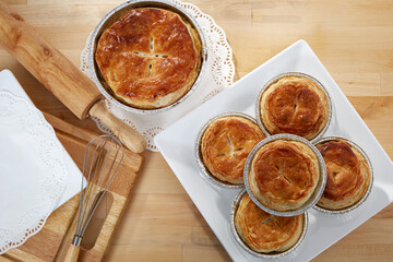 Homemade pie on the wooden table