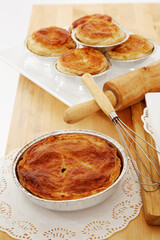 Homemade pie on the wooden table