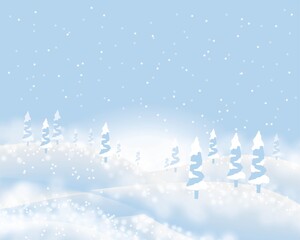 Fototapeta na wymiar Winter snow cute landscape background
