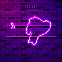 Ecuador map glowing purple neon lamp sign