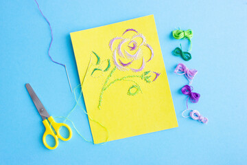 How to make a postcard rose with your own hands from threads using the isothread technique,...