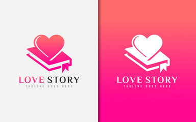 Love Story Logo Design. Abstract Diary Combined with Love Symbol. Vector Logo Illustration.