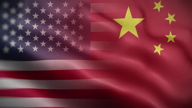 USA China Flag Loop Background 4K