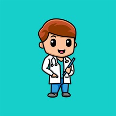 Cute doctor character cartoon illustration
