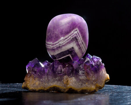 chevron amethyst on raw amethyst