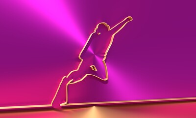 Silhouette of diver. Icon diver. The concept of sport diving. Thin line style. 3D rendering.
