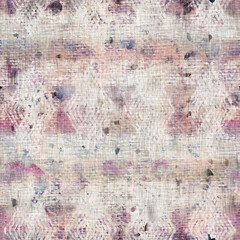 Seamless purple and cream textured mixed media pattern print. High quality illustration. Artistic digital faux collage or paint design for print for surface design in any application.