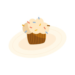 sweet cupcake in dish isolated icon
