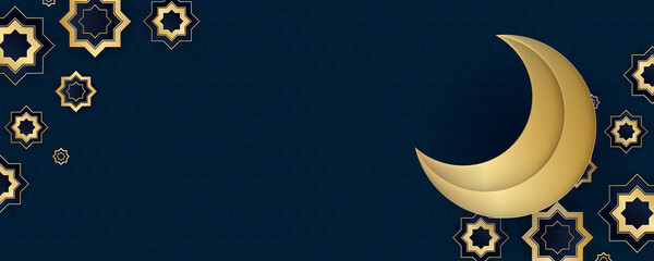 Fototapeta na wymiar Ramadan Kareem greeting cards set. Ramadan islamic holiday invitations templates collection with gold crescent moon, hand drawn lettering and mosque. Vector illustration.