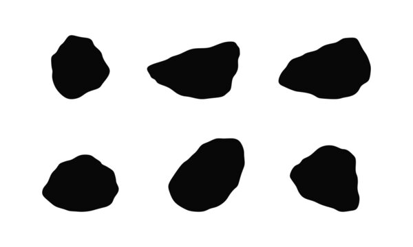 Grey rock specimen set. Stone silhouette.