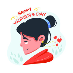 Flat illustration of Beautiful and cute girl in the celebration for international women's day