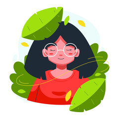 Flat illustration of Beautiful and cute girl in the celebration for international women's day