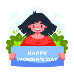 Flat illustration of Beautiful and cute girl in the celebration for international women's day