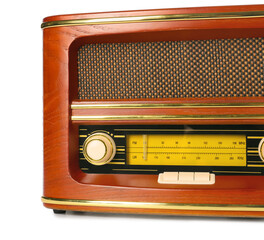 Retro radio receiver on white background