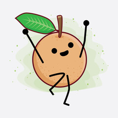 Longan Fruit Cute Character Illustration with simple face, hands and legs on isolated background © dendyh7