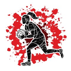 Gaelic Football Woman Player Cartoon Sport Graphic Vector