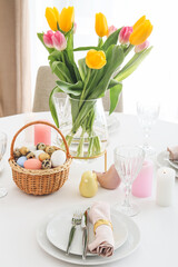 Obraz na płótnie Canvas Beautiful table setting for Easter celebration