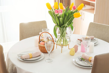 Beautiful table setting for Easter celebration