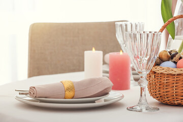 Beautiful table setting for Easter celebration