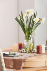 Beautiful table set for Easter celebration at home