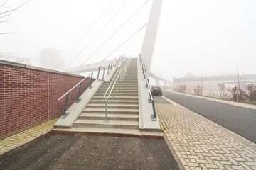 Concrete stairway with fog - Powered by Adobe