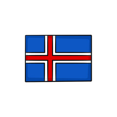 Obraz premium Iceland flag in drawing style isolated vector. Hand drawn object illustration for your presentation, teaching materials or others.