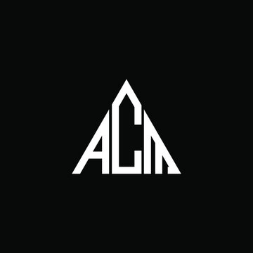 A C M letter logo vector design on black color background. acm icon